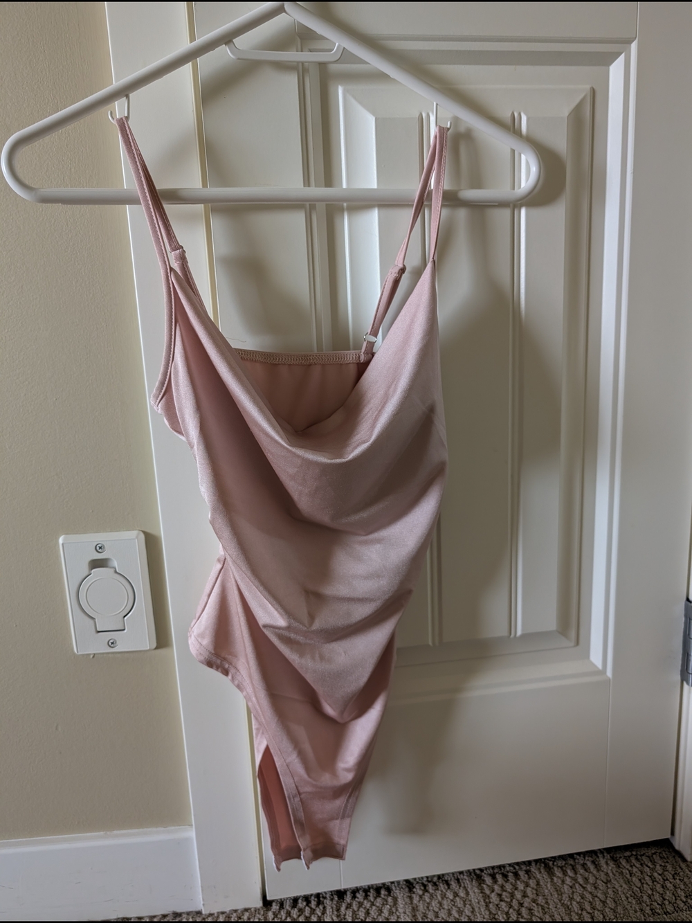 SHEIN Blush Pink Cowl Neck Cami Bodysuit
